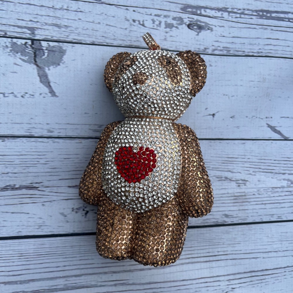 Panda Teddy Bear NEW Rhinestone Crystal Clutch Bag Purse Minaudiere Whimsy Bling - Picture 4 of 15